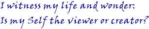 I witness my life and wonder: In my Self the viewer or creator?